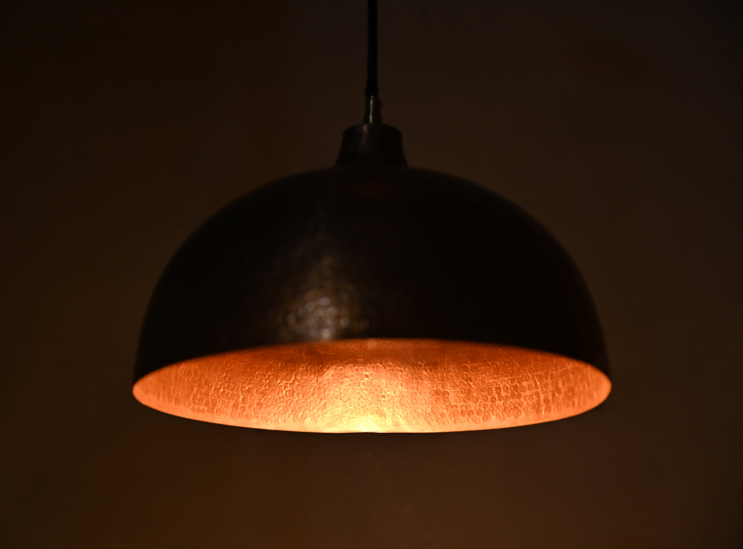Copper Dome Pendant Light – Rustic Handcrafted Fixture for Kitchen Island or Dining Area