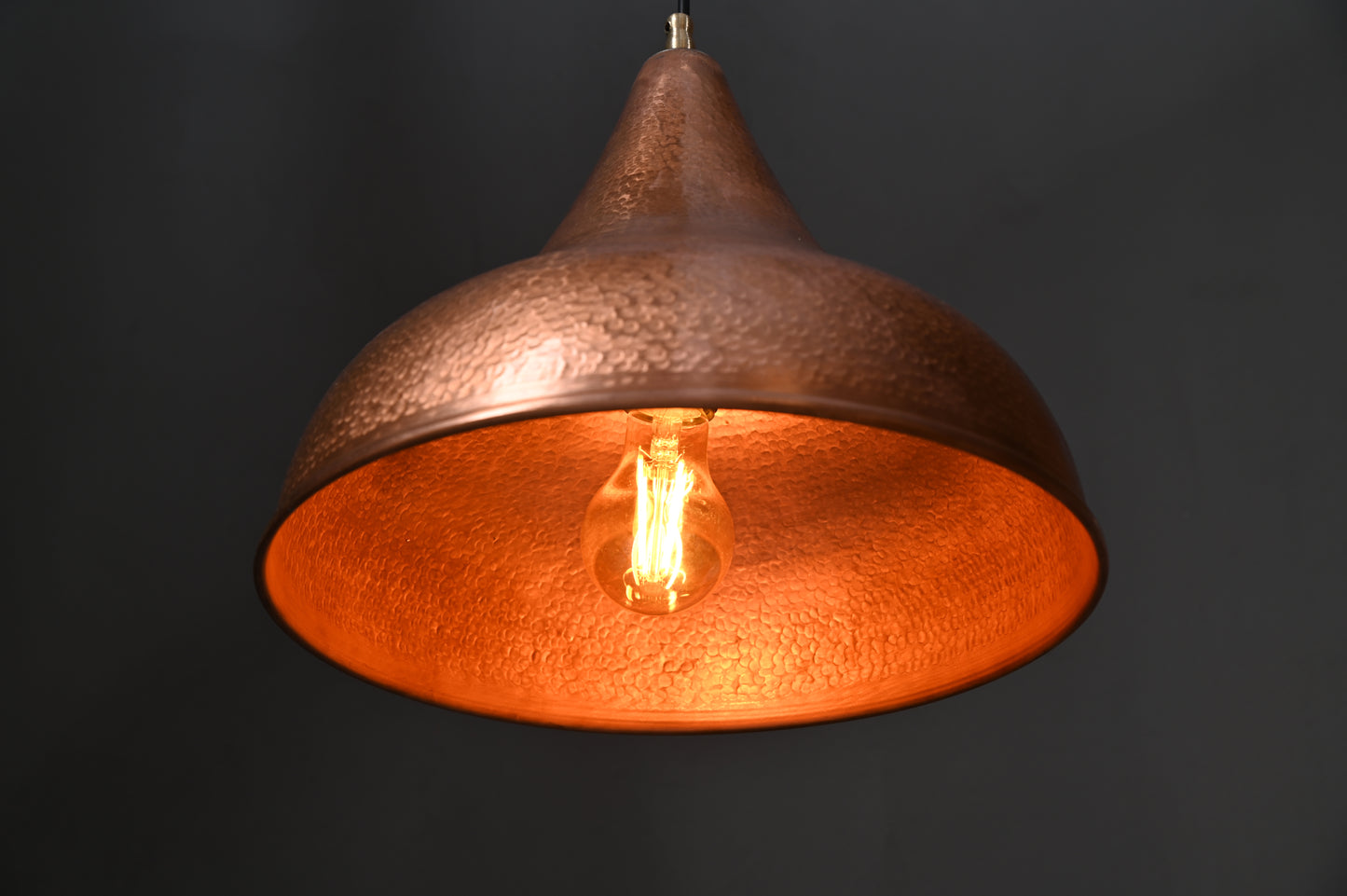 Hammered Copper Dome Pendant – Rustic Handmade Light Fixture for Kitchen, Dining, or Living Room