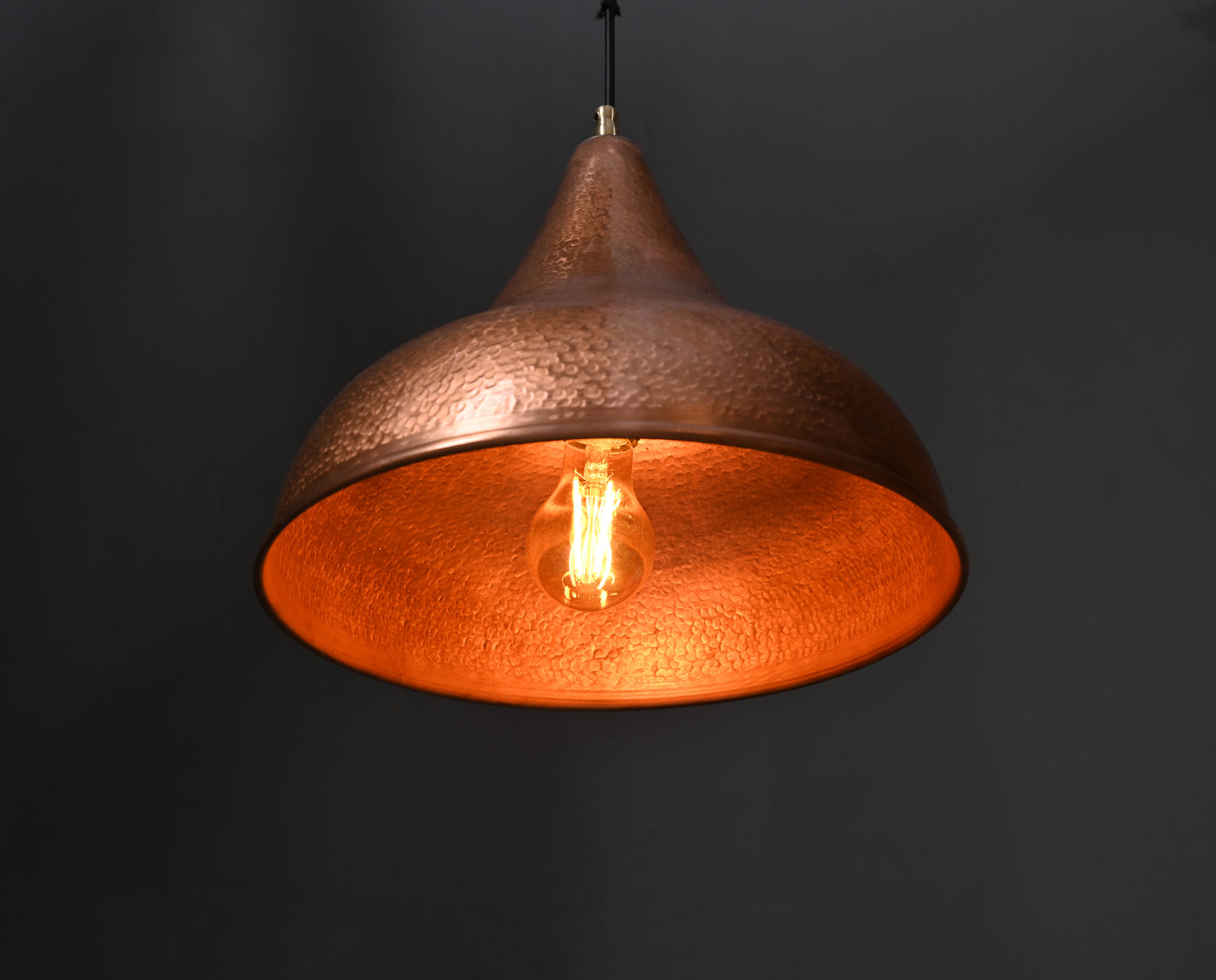 Hammered Copper Dome Pendant – Rustic Handmade Light Fixture for Kitchen, Dining, or Living Room