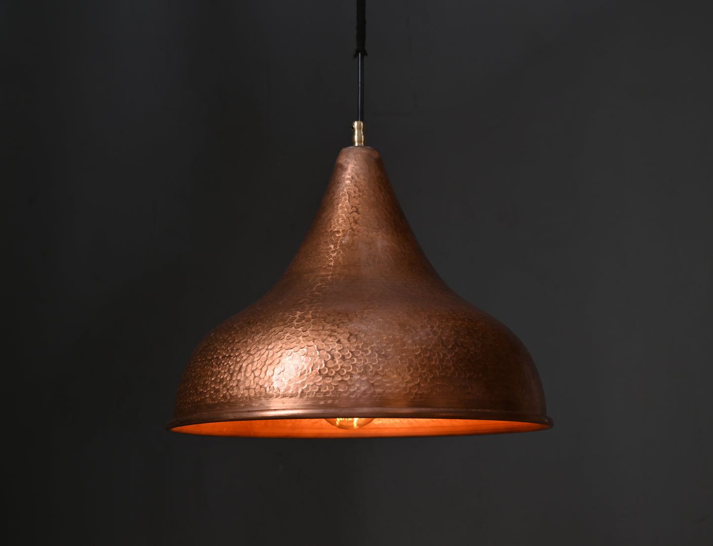 Hammered Copper Dome Pendant – Rustic Handmade Light Fixture for Kitchen, Dining, or Living Room