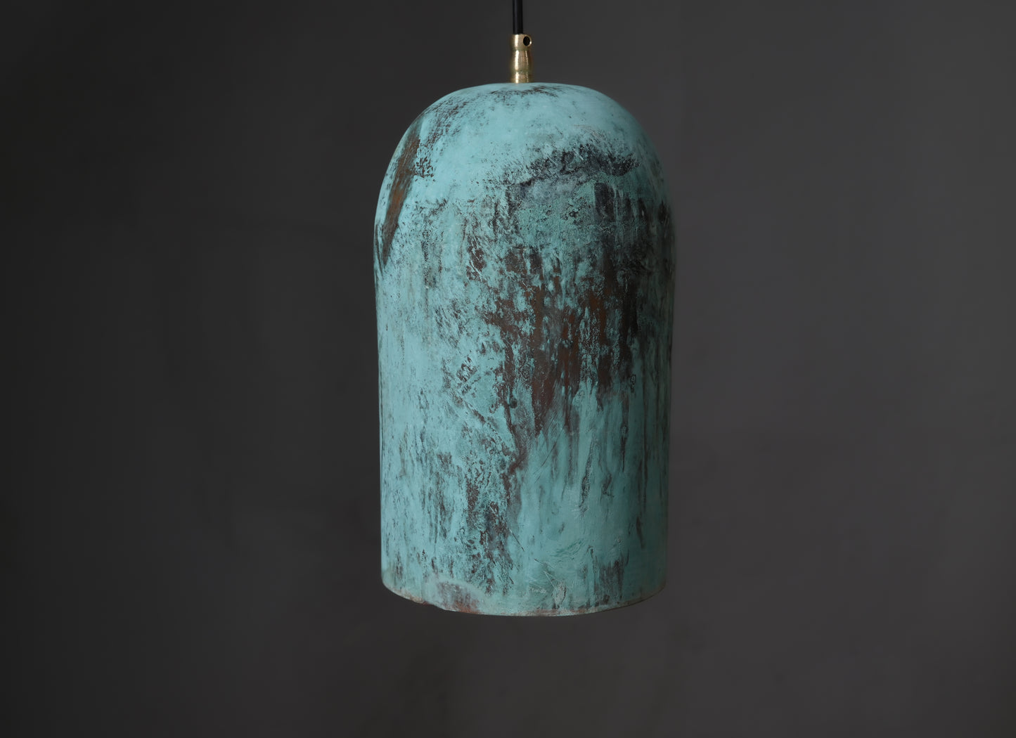 Oxidized Copper Hanging Lamp – Farmhouse Pendant Light with Green Patina Finish