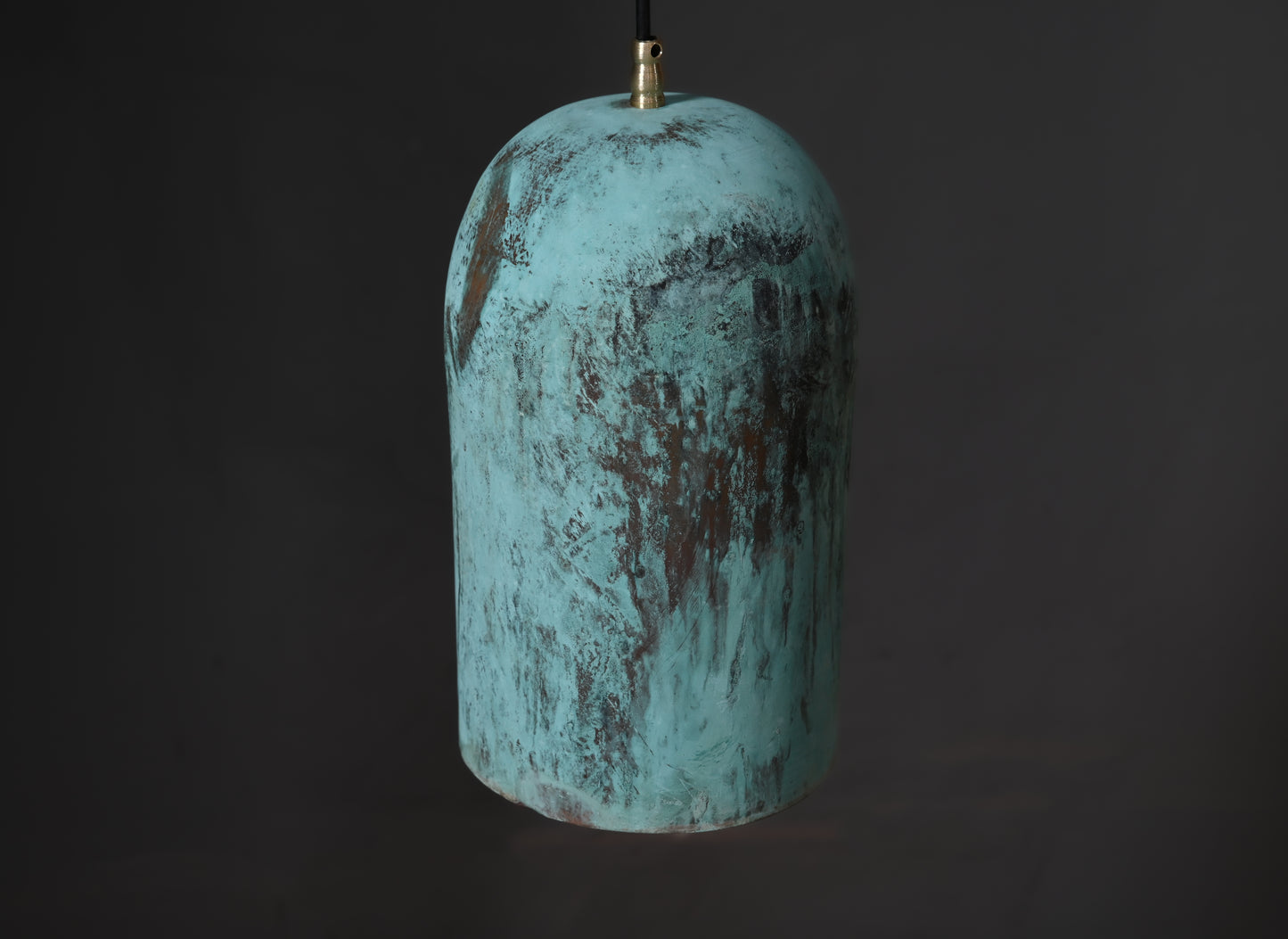 Oxidized Copper Hanging Lamp – Farmhouse Pendant Light with Green Patina Finish
