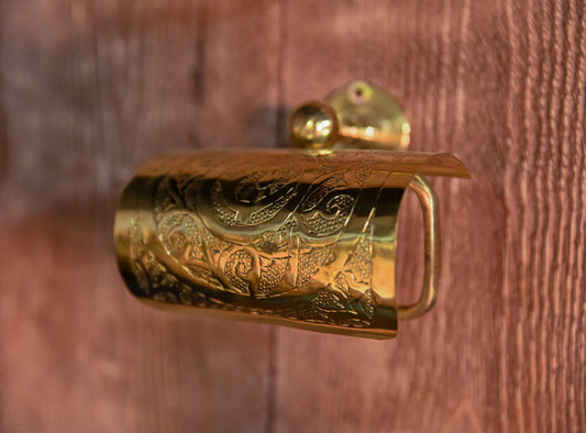 Hand Engraved Brass Toilet Paper Holder – Unique Wall-Mounted Bathroom Hook