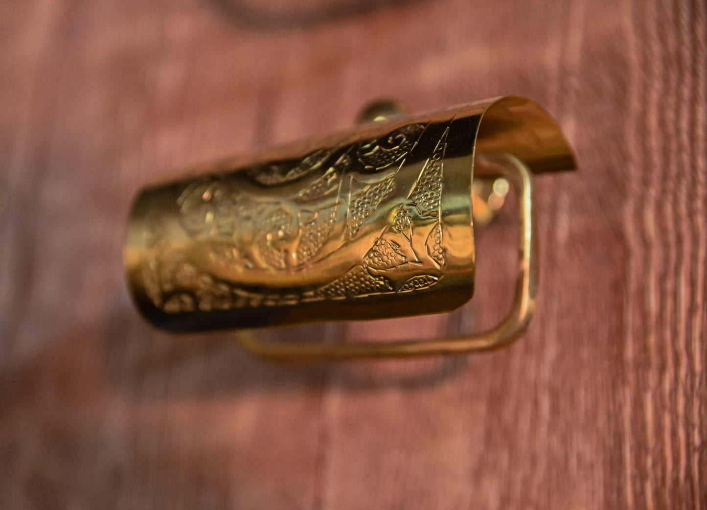 Hand Engraved Brass Toilet Paper Holder – Unique Wall-Mounted Bathroom Hook