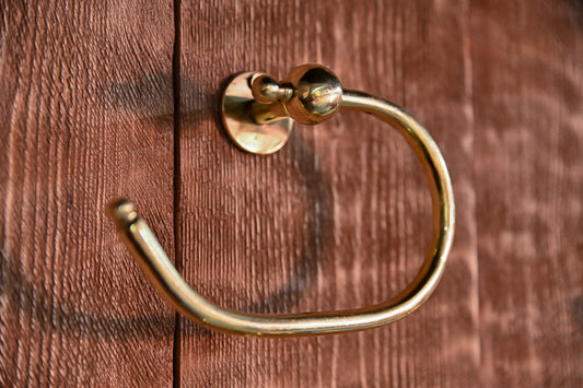 Unlacquered Brass Toilet Paper Holder – Minimalist Wall-Mounted Bathroom Hook – Solid Brass Tissue Roll Holder