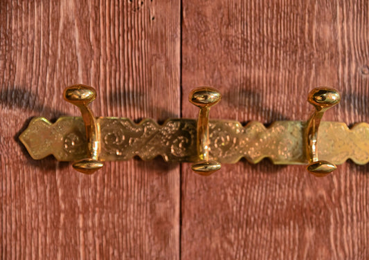 Handcrafted engraved Brass Hook – Elegant Wall-Mounted Organizer