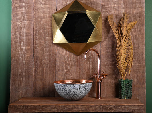 White Copper Sink – Hand-Patinated Artisan Washbasin