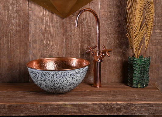 White Copper Sink – Hand-Patinated Artisan Washbasin