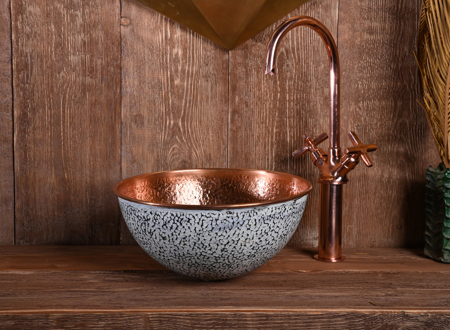 White Copper Sink – Hand-Patinated Artisan Washbasin