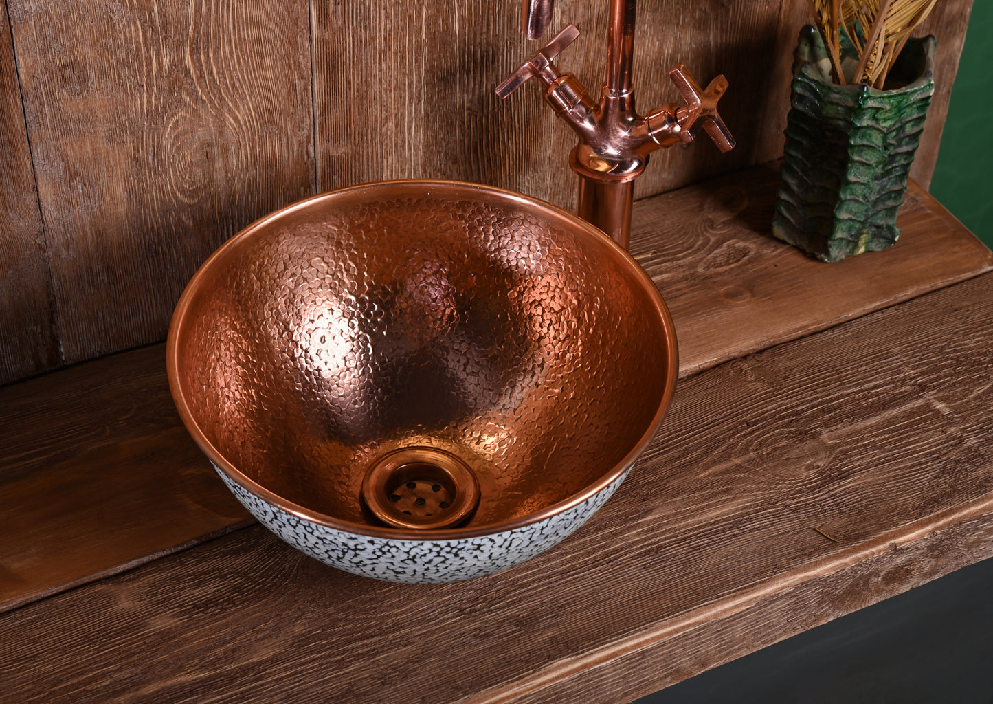 White Copper Sink – Hand-Patinated Artisan Washbasin