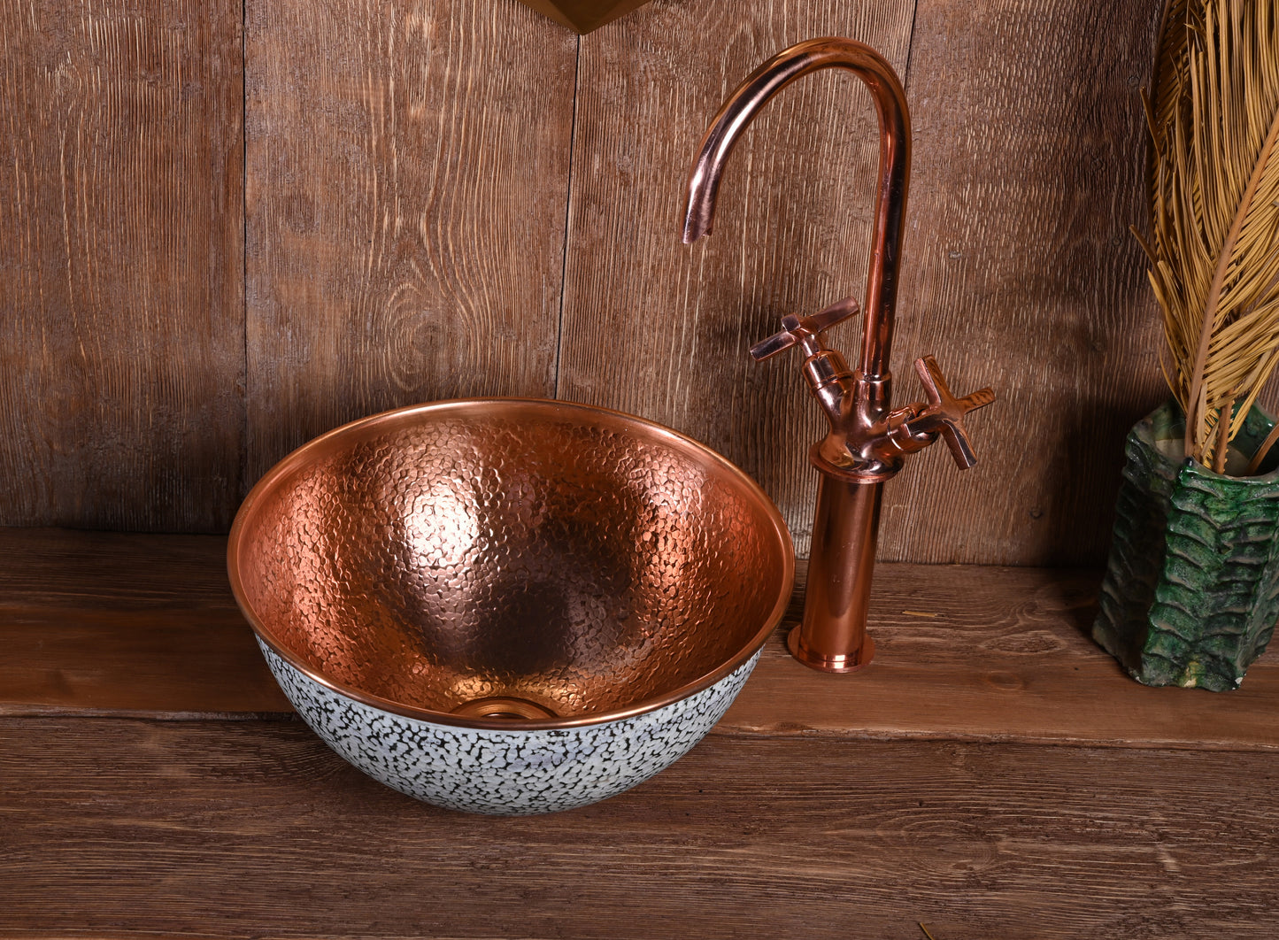 White Copper Sink – Hand-Patinated Artisan Washbasin