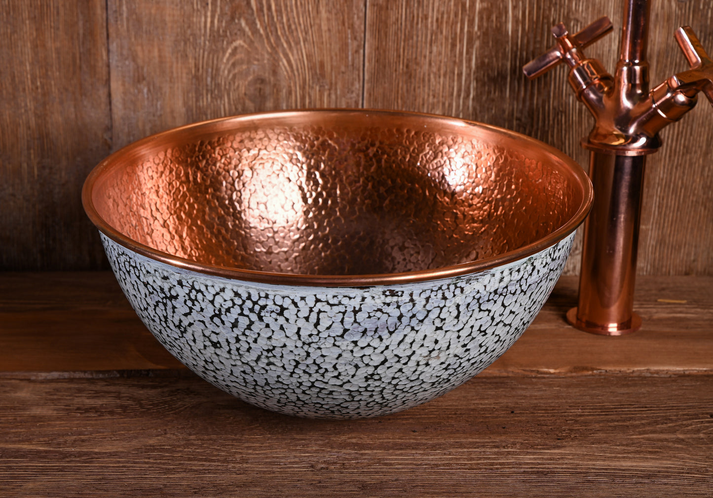 White Copper Sink – Hand-Patinated Artisan Washbasin
