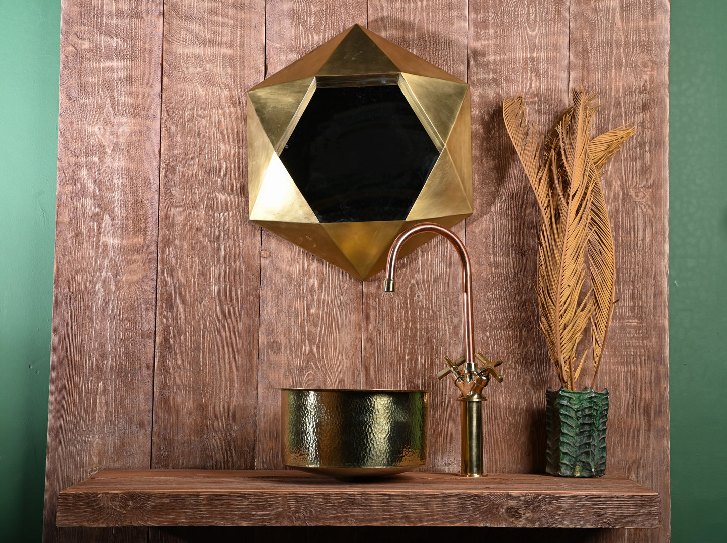 Hand-Hammered Round Brass Sink – Unlacquered Bar Basin with Drain