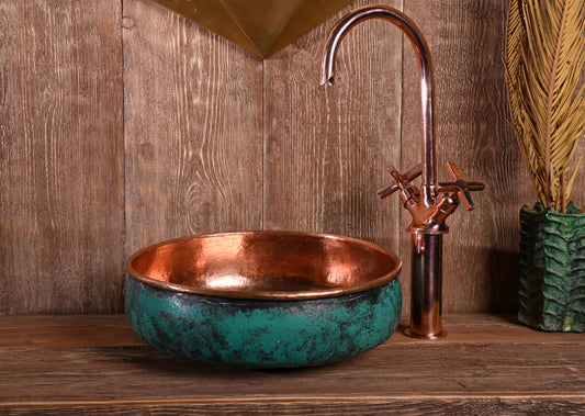 Round Black and Gold Brass Sink – Handmade Bathroom Washbasin (Copy)