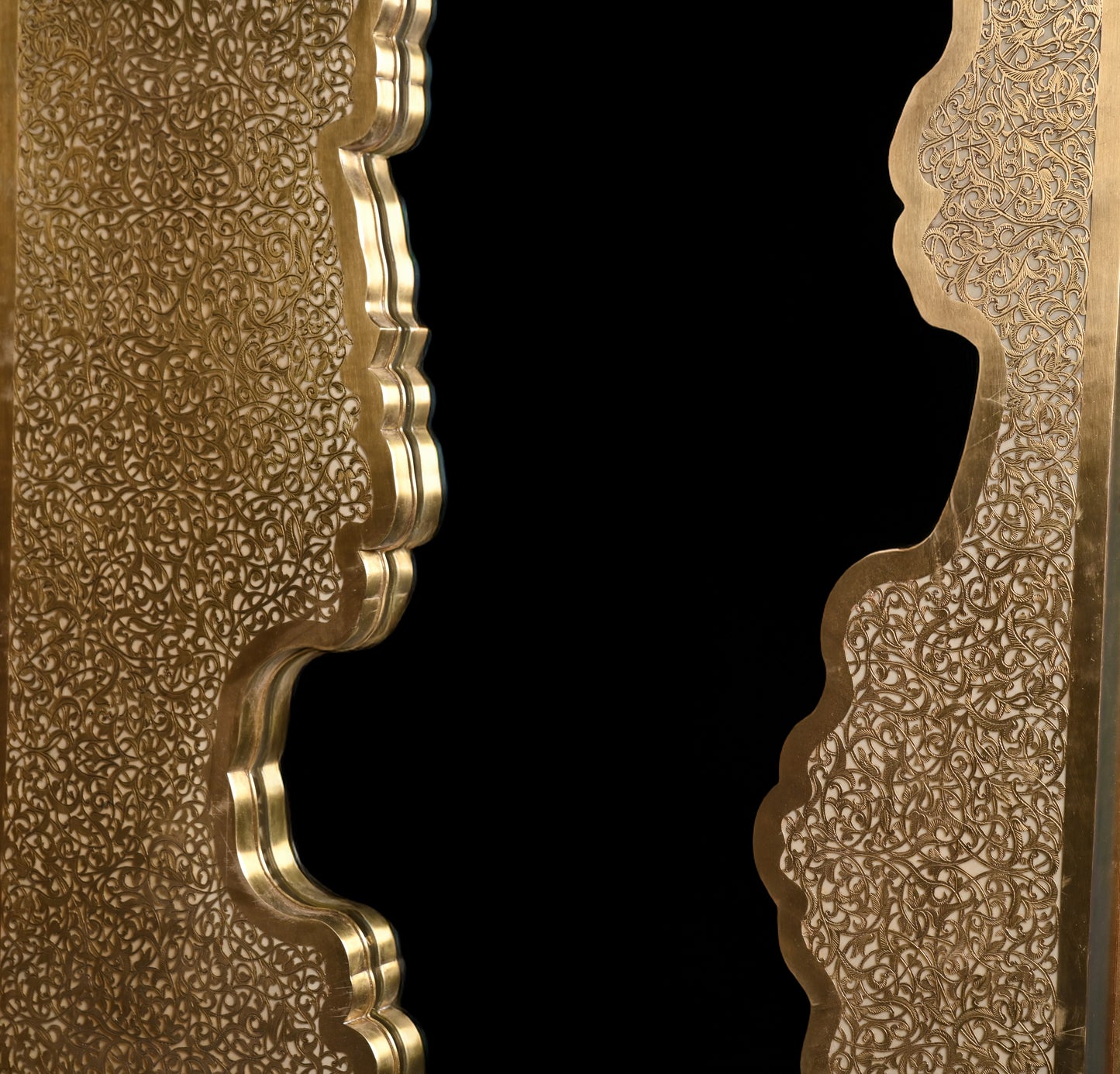 Handmade LED Wall Mirror in Pierced Brass – Long Unlacquered Brass Mirror with Backlighting