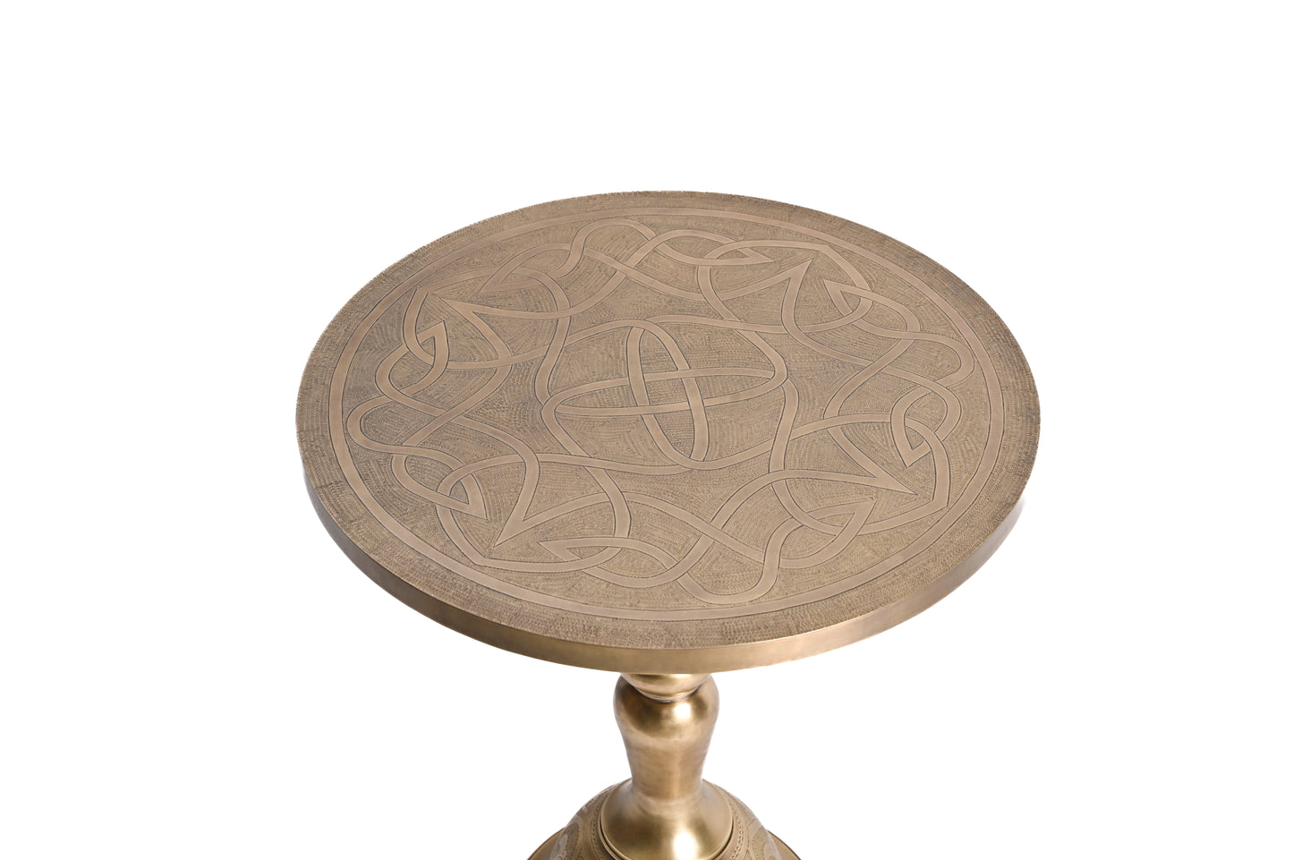 Solid Brass Side Table – Handcrafted Round Accent Table with Natural Brass Finish