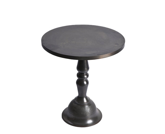 Black Patinated Brass Side Table – Handcrafted Round Accent Table