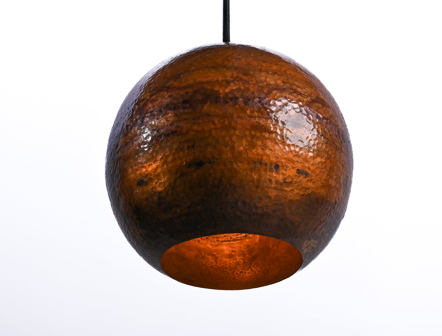Hand-Hammered Copper Dome Pendant Light – Rustic Farmhouse Ceiling Lamp – Solid Copper Kitchen Island Fixture