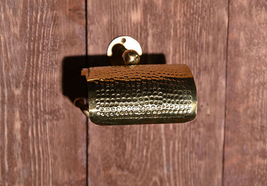 Handcrafted Hammered Brass Toilet Paper Holder with Textured Wall Mount – Rustic Unlacquered Bathroom Fixture