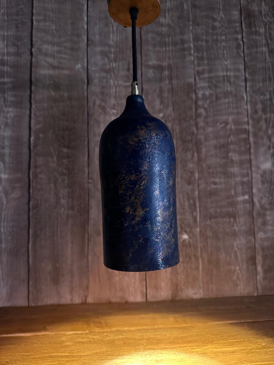 Vintage-Inspired Copper Pendant Light – Blue Patina Finish – Handcrafted Ceiling Fixture