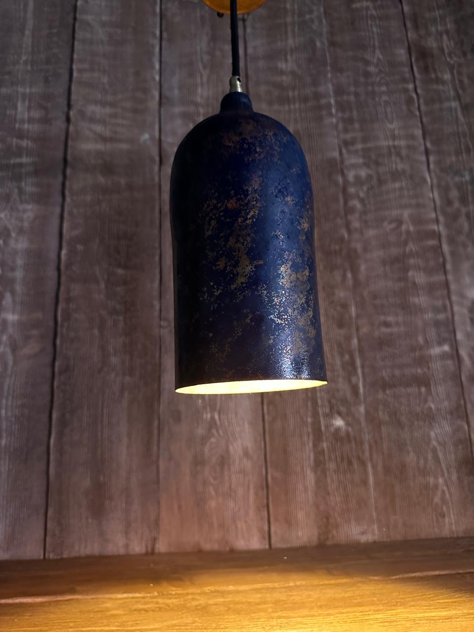 Vintage-Inspired Copper Pendant Light – Blue Patina Finish – Handcrafted Ceiling Fixture