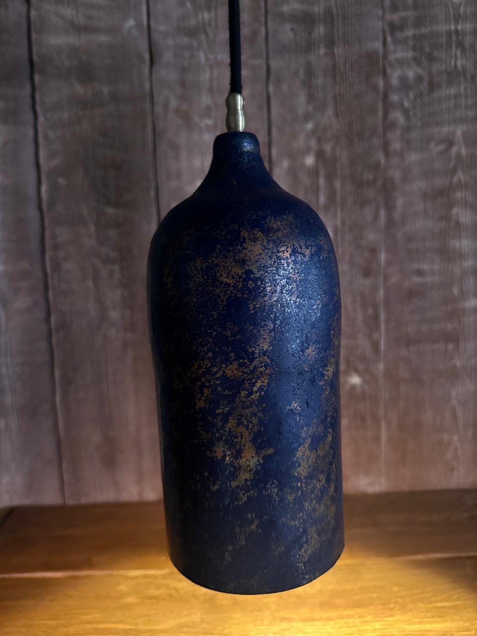 Vintage-Inspired Copper Pendant Light – Blue Patina Finish – Handcrafted Ceiling Fixture