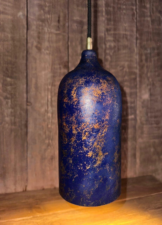Vintage-Inspired Copper Pendant Light – Blue Patina Finish – Handcrafted Ceiling Fixture