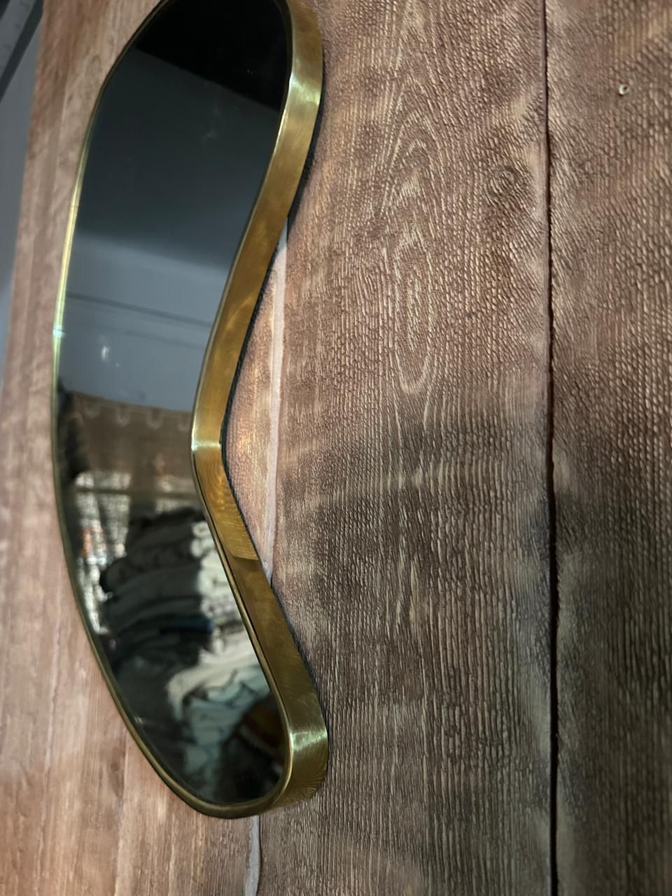 Moroccan Handmade Brass Wall Mirror – Unique Irregular Frame – Boho Modern Wall Accent for Bedroom, Vanity, or Hallway