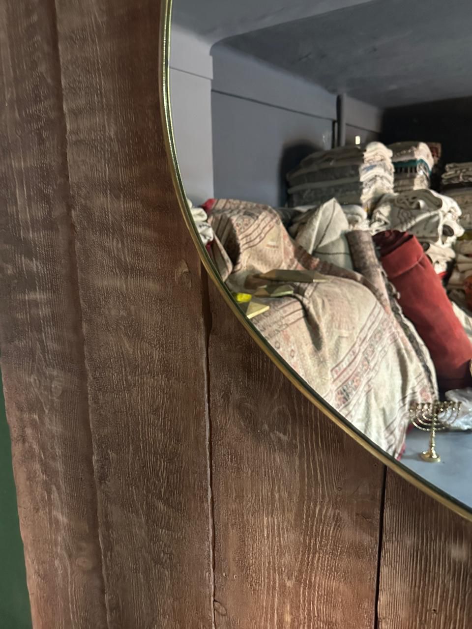 Moroccan Handmade Brass Wall Mirror – Unique Irregular Frame – Boho Modern Wall Accent for Bedroom, Vanity, or Hallway