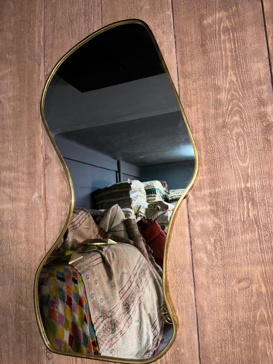 Handcrafted Irregular Brass Mirror – Unique Asymmetrical Design for Elegant Wall Décor in Living Room, Bathroom, or Hallway