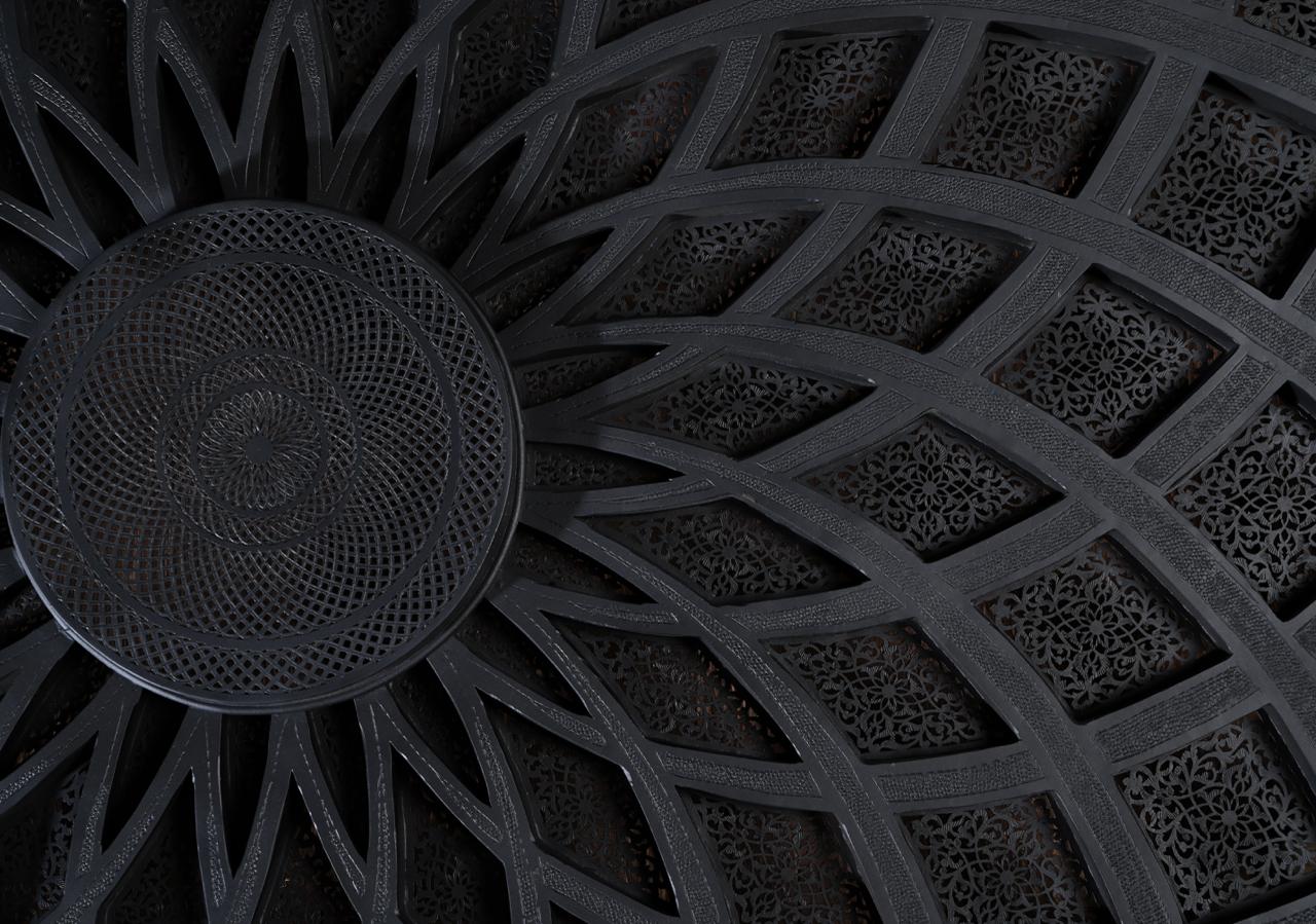 Handmade Brass Wall Light Painted Black – Mandala-Inspired Pierced Applique Sconce – Boho Decorative Lighting
